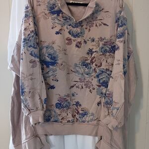 We The Free Floral Knit Sweater in Blue and Purple